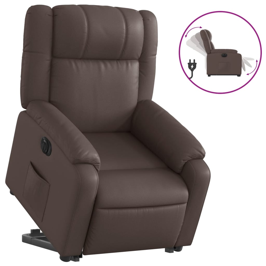 Sillón Reclinable y Elevable Eléctrico Vidaxl en Cuero Sintético Negro