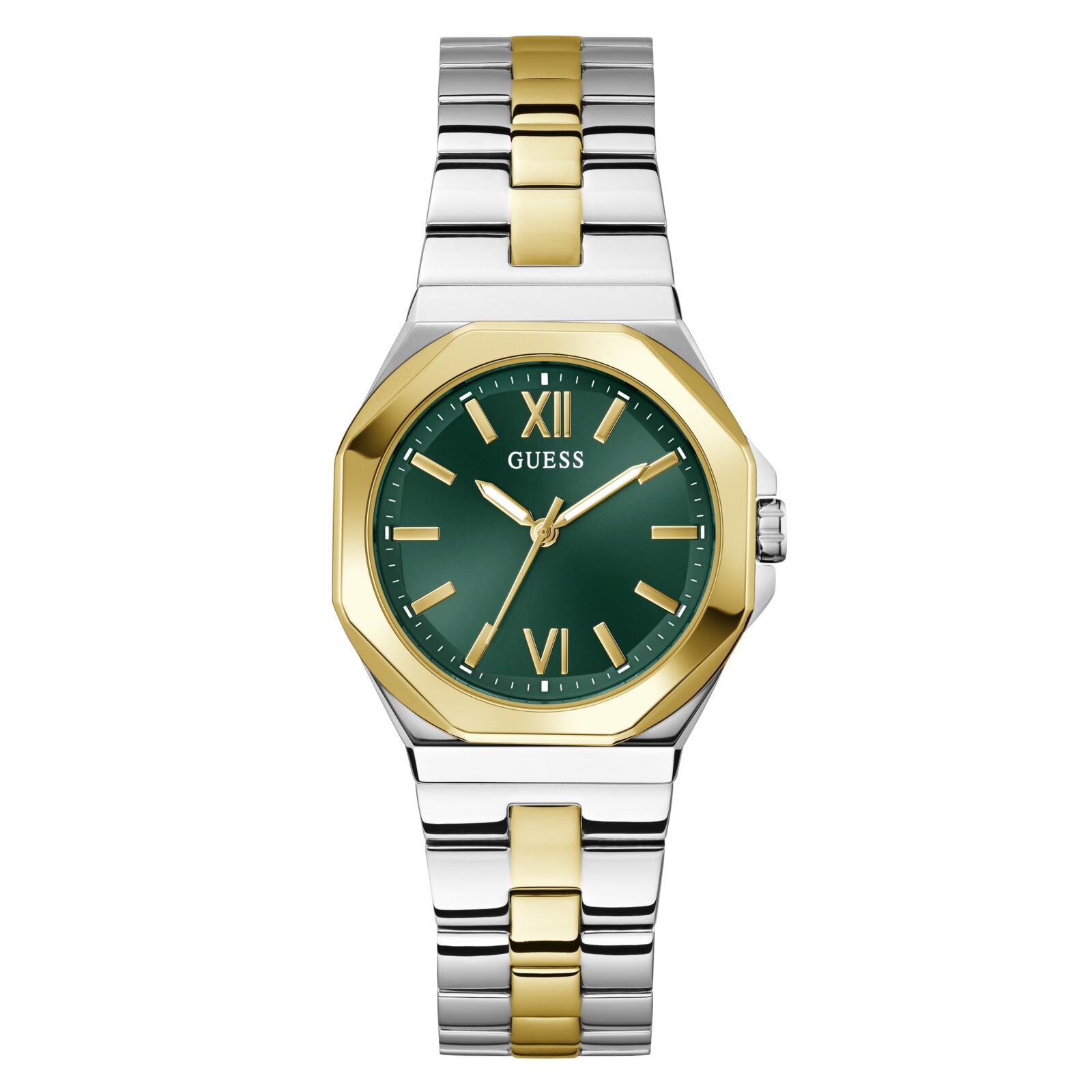 Guess Reloj Mujer Caja De Acero Reciclado Pulsera Acero De Color Bicolor Oro Resistente Al Agua 5 Atm Gw0873l4
