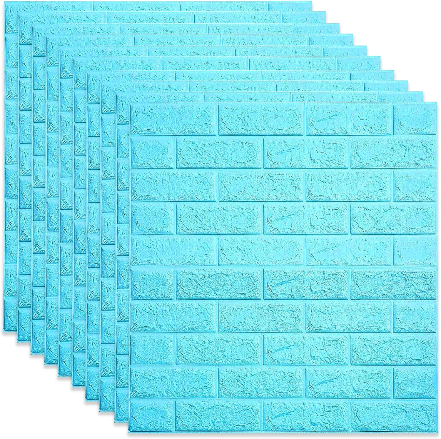 10 piezas, 77x70cm Vinilos de Papel Pintado Pared, Paneles Autoadhesivo Decorativos 3d, Efecto Ladrillo, Material Poliestireno, para Cocina, Dormitorio, Salón. 10 Laminas pegatinas 77x70cm, blanco, gris, negro, azul o rosa