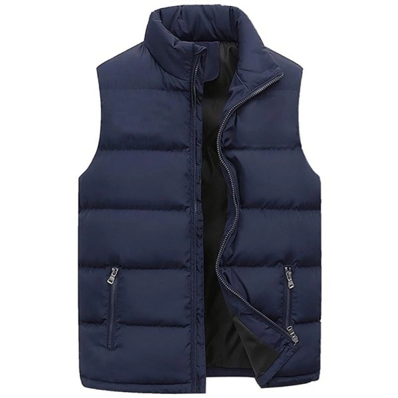 Tk Chaqueta De Chaleco Para Hombre Impermeable Invierno Sin Mangas Cierre De Cremallera Collar Erguido Casual Vestido Corto De Algodón