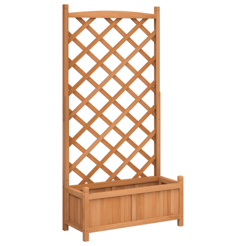 vidaXL Jardinera con enrejado madera maciza de abeto Color Marrón,  Gris,  Negro y mas