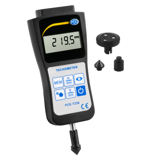 PCE Instruments Tacometro de mano para la medición de revoluciones con o sin contacto PCE-T236