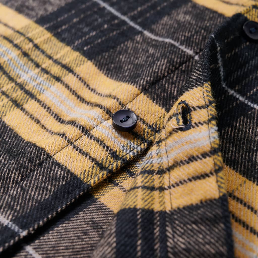 Camisa de Niño de Cuadros Ropa Infantil con Manga Larga Botones Amarillo y Negro