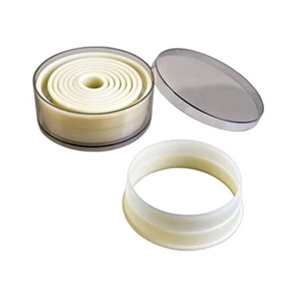 Ibili 784201 Lot de 9 emporte-pièces arrondi Lisse Corta MASAS Redondo Liso (9 PC), Stainless Steel, Blanco, 10 x 10 x 5 cm, 9