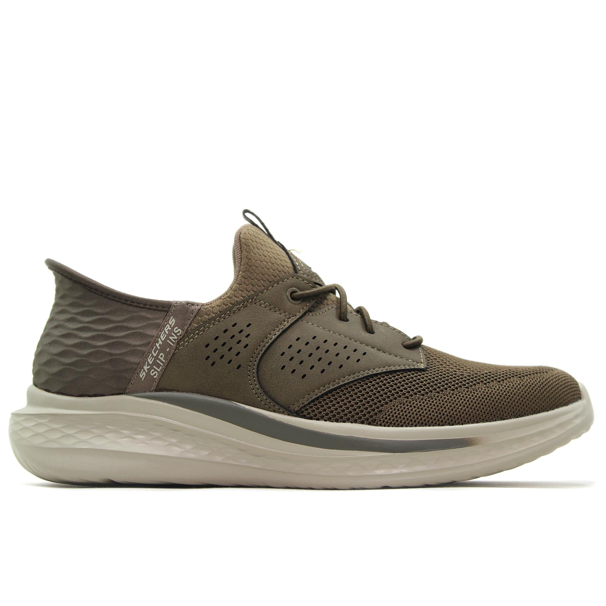 Skechers 210889 Zapato casual de cordón elástico,con suela de goma,de tela,de rejilla,calado para caballero