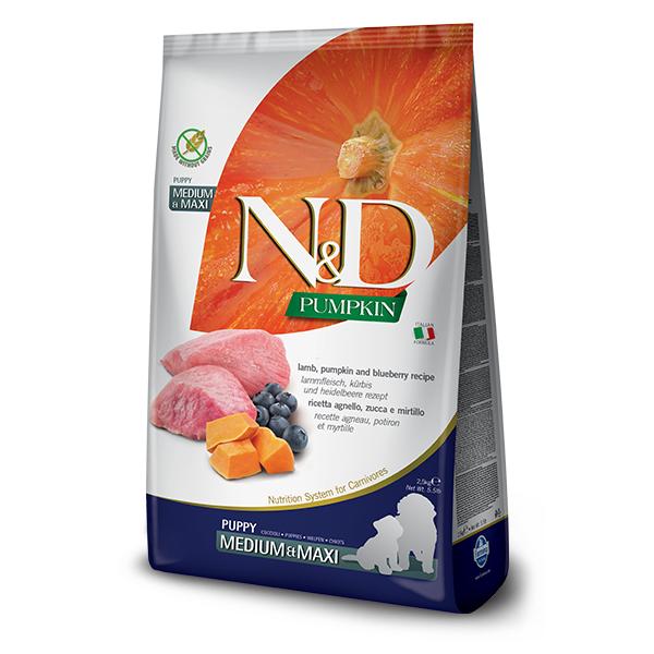 Farmina N&D Dog Puppy Pumpkin Medium Maxi Cordero 12Kg / Alimento Completo Para Cachorros Y Hembras Gestantes O En Período De Lactación De Razas De Ta