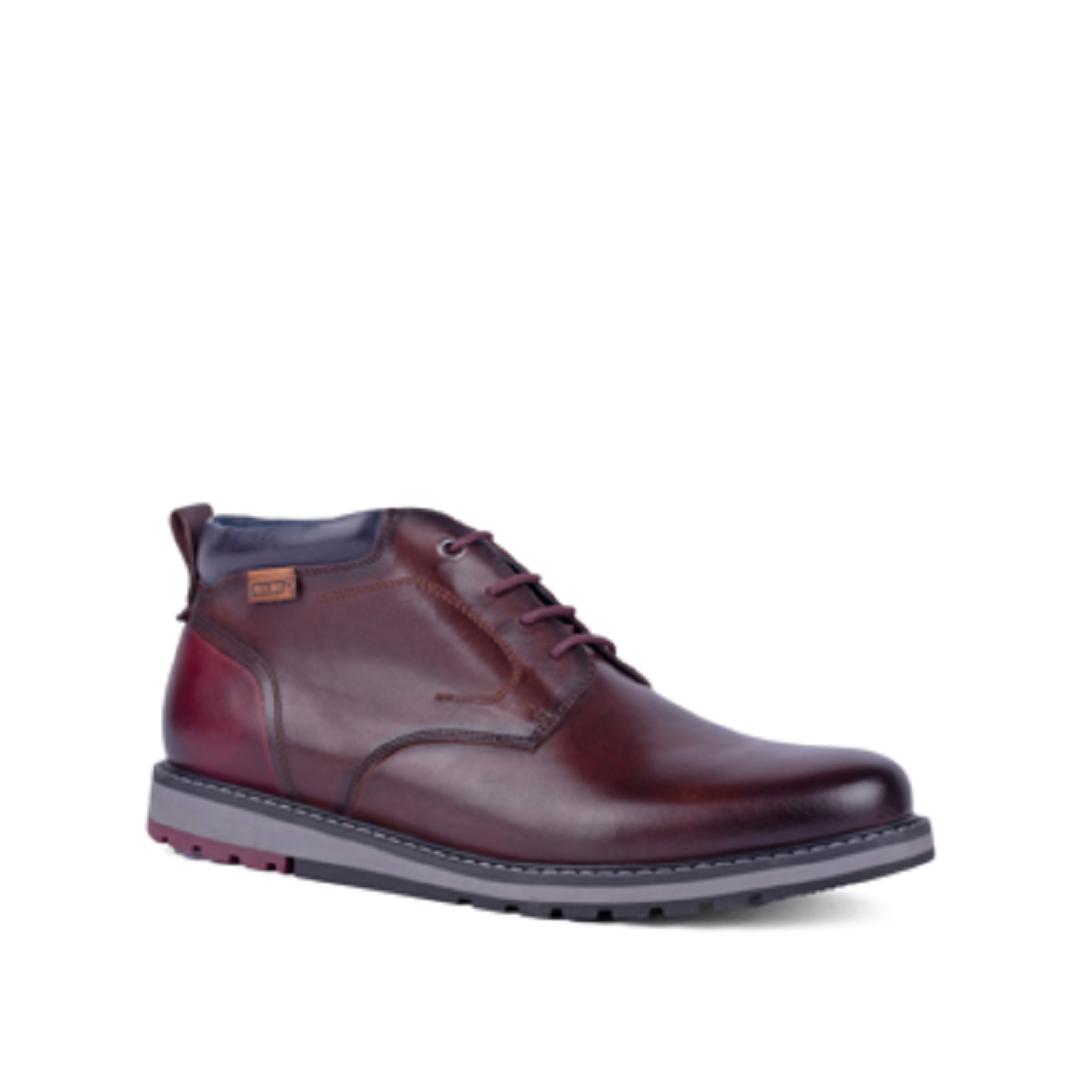 PIKOLINOS BERNA M8J-8181 BOTA TOBILLERA DE CABALLERO CON CORDONES, EN PIEL NATURAL con plantilla extraible.