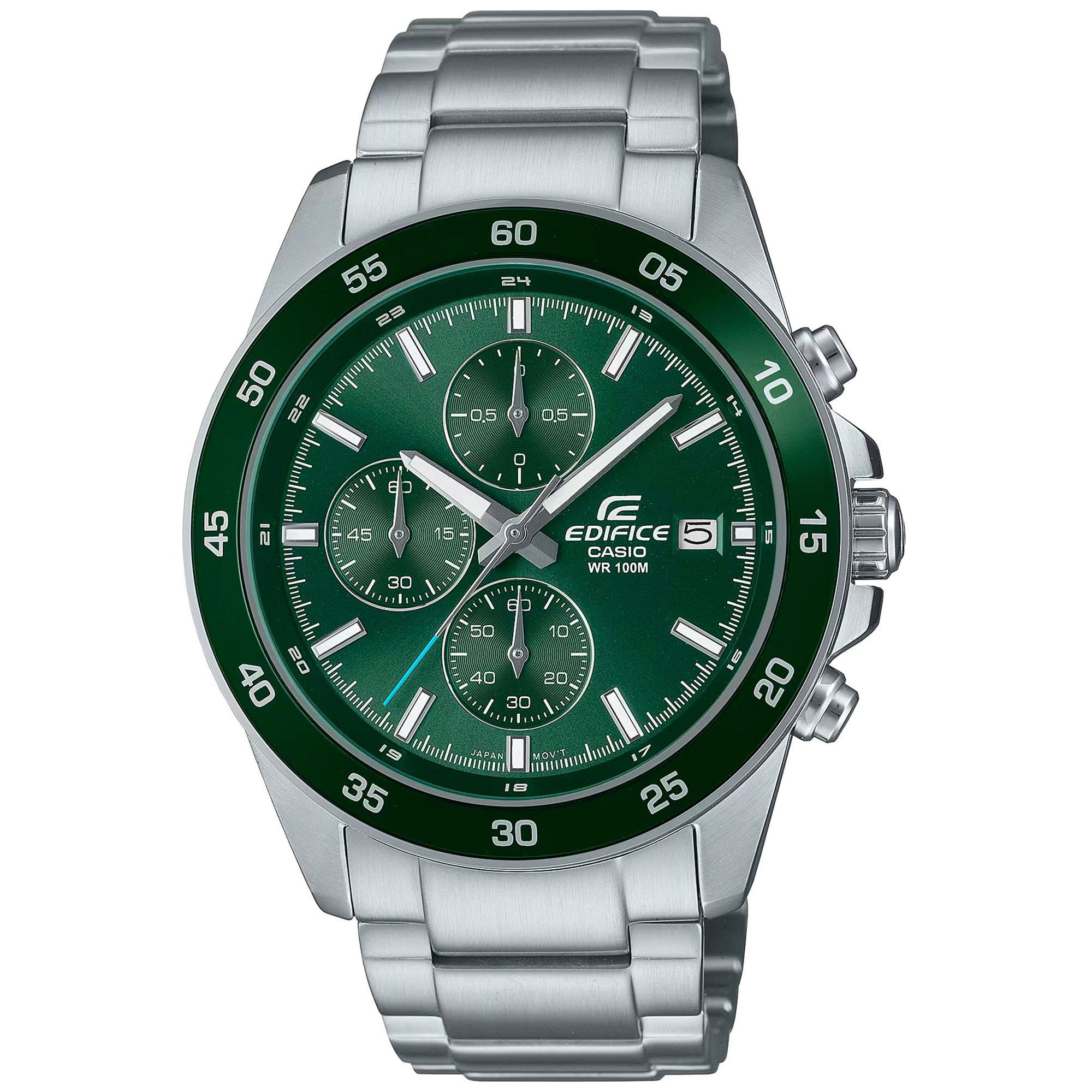 Reloj Casio Edifice Essentials para Hombre – Cronógrafo Premium, Esfera verde con Diseño Deportivo y Elegante, Resistente al agua Ref. EFR-526D-3AVUEF