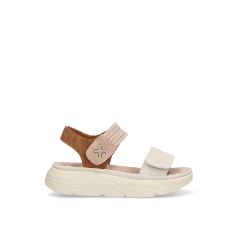 Sandalia Xti - Mujer - Suela Doble - Modelo 143986 - Color Beige