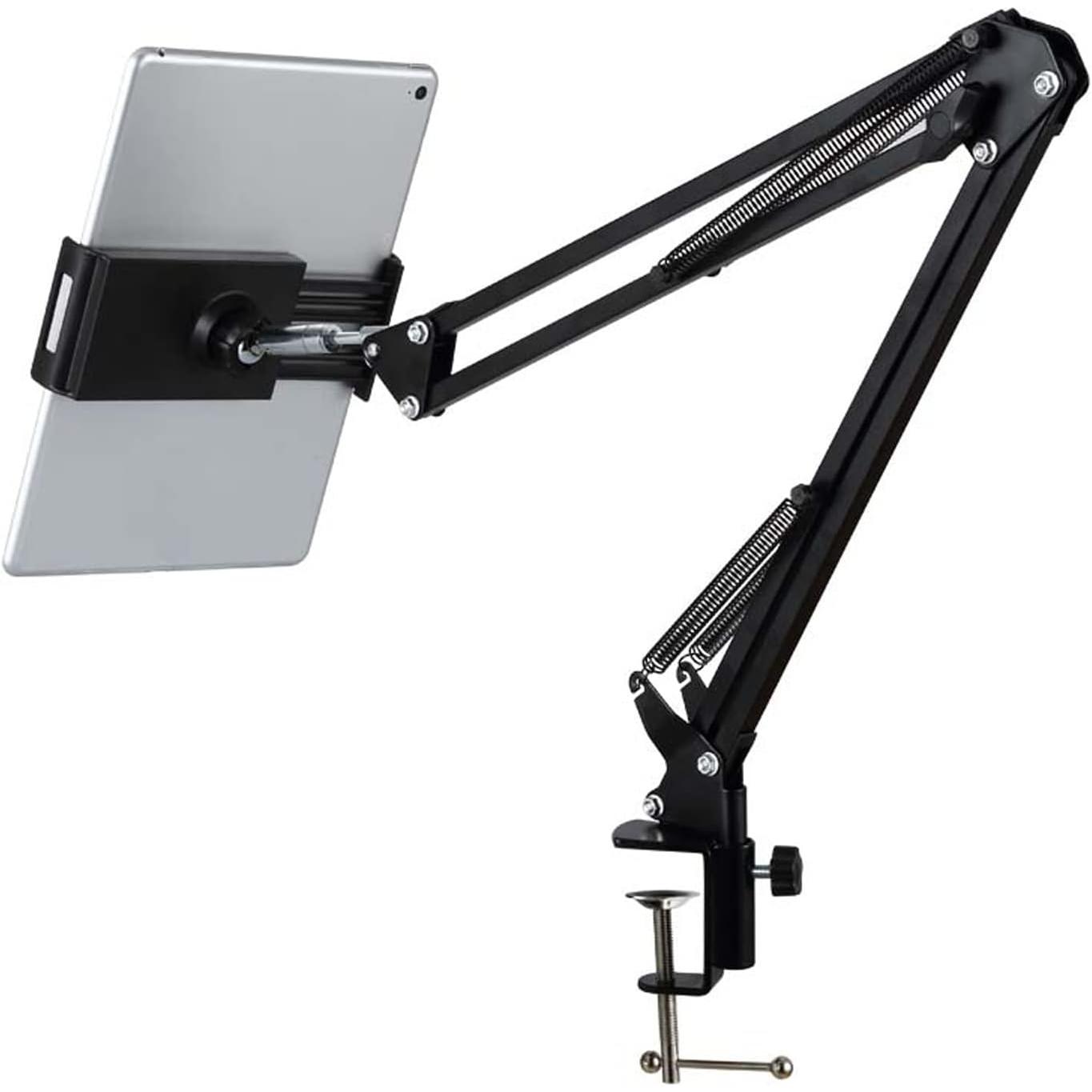 Soporte articulado para tablet y móvil – Brazo flexible de aluminio con rotación 360°, pinza ajustable y montaje de escritorio, compatible con dispositivos de 6 a 11 pulgadas – Soporte universal estable y ergonómico para iPad, Kindle, iPhone o Switch