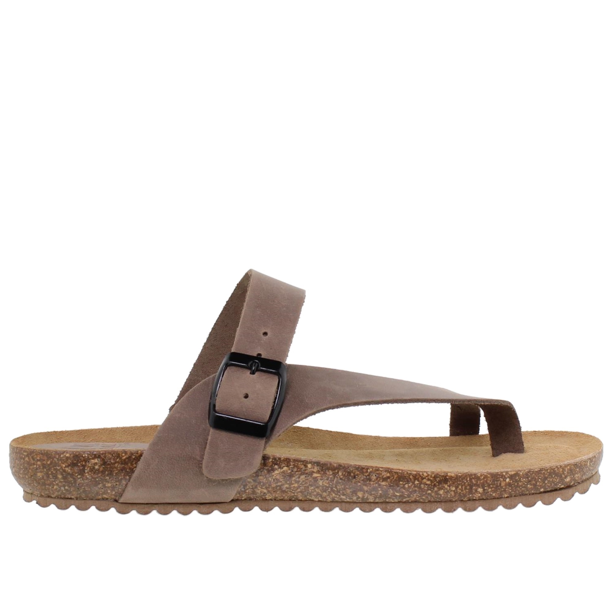 Sandalia plana bio mujer piel taupe - Blusandal 501BLU - Fabricadas en España