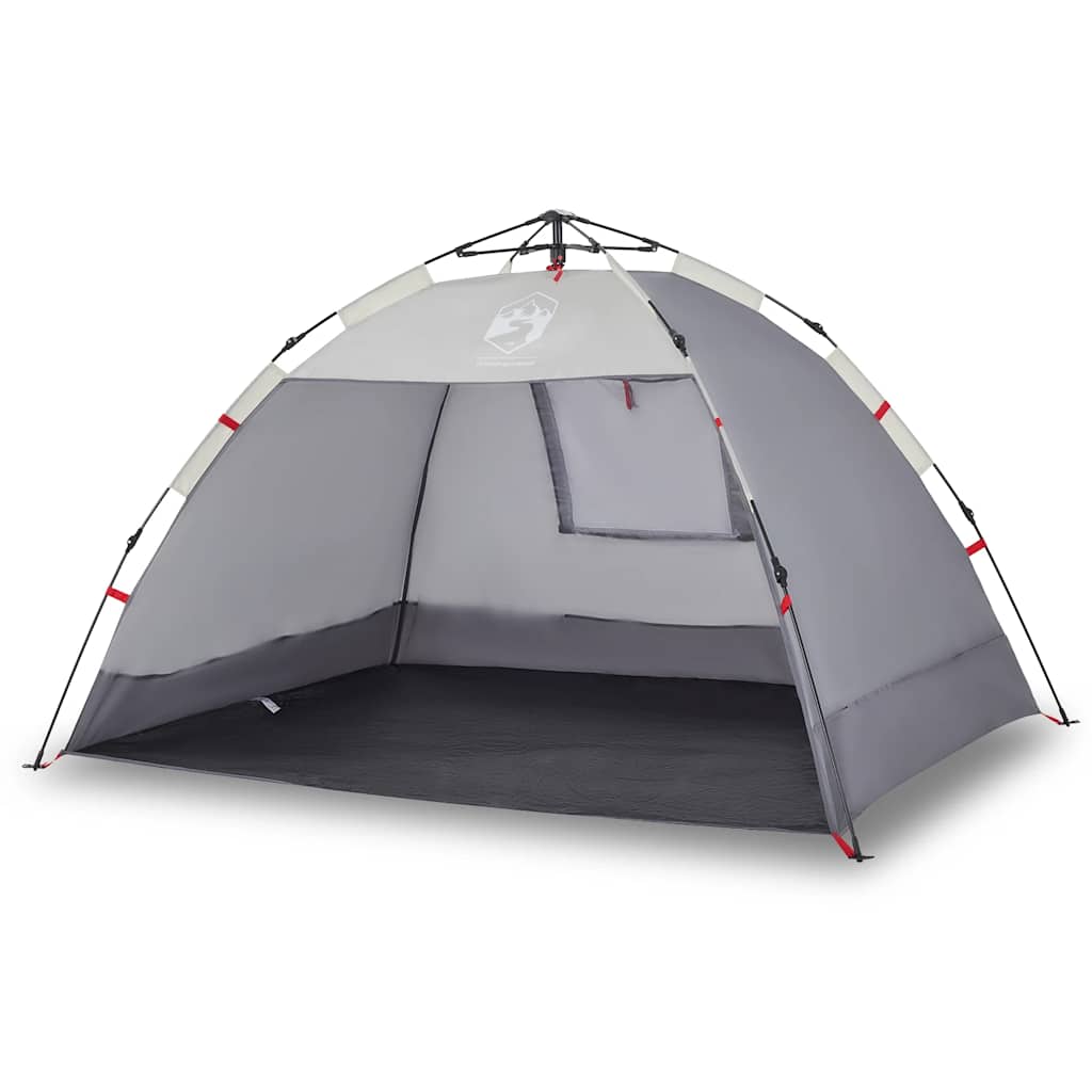 vidaXL Tienda de playa 2 personas impermeable apertura rápida gris