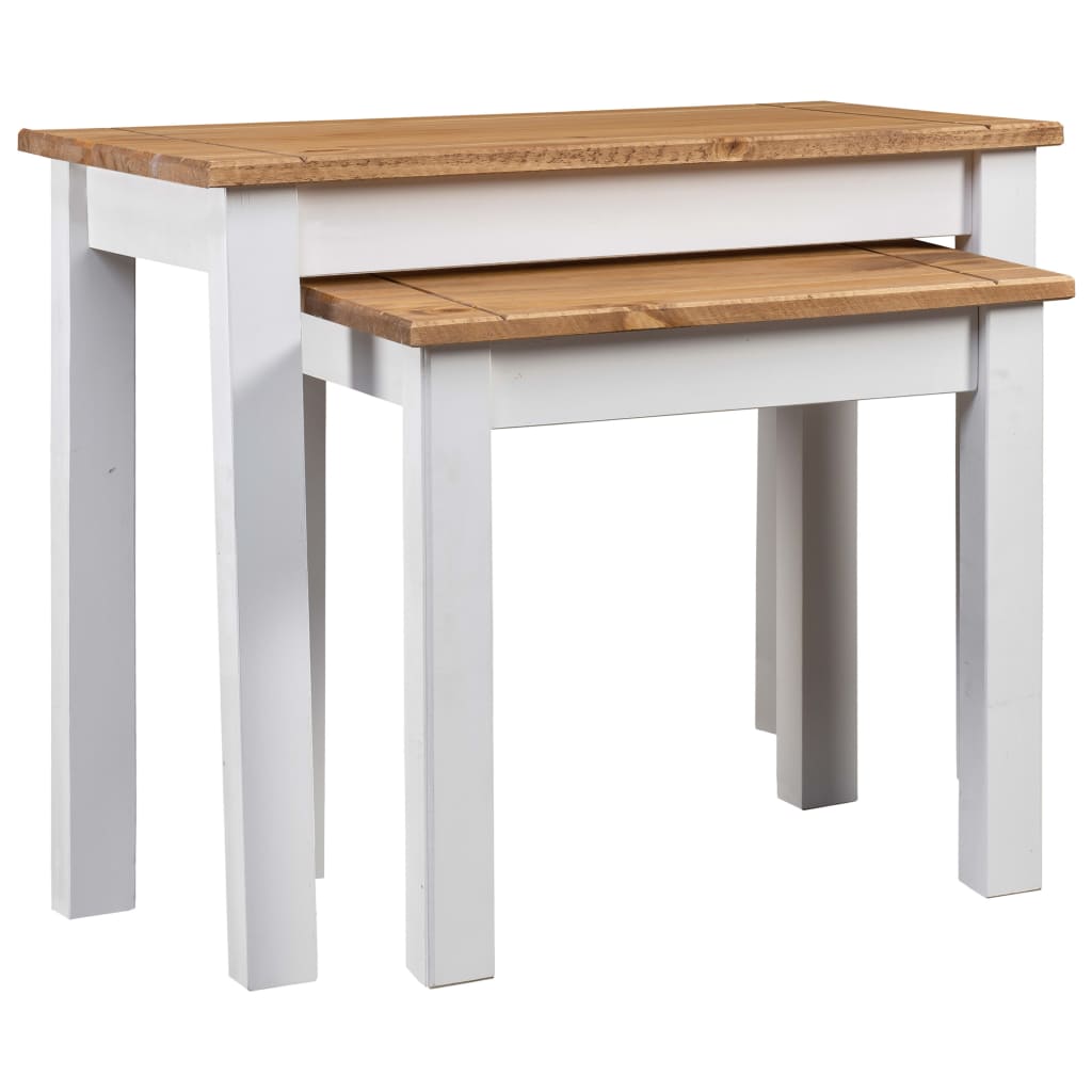Mesas Apilables de Madera Maciza de Pino Vidaxl Panama Range Marrón - Juego de 2