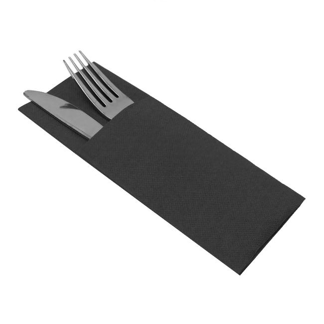 MONOUSO | Servilleta Canguro de Papel Punta-Punta 33x40cm Negra (60 Uds)