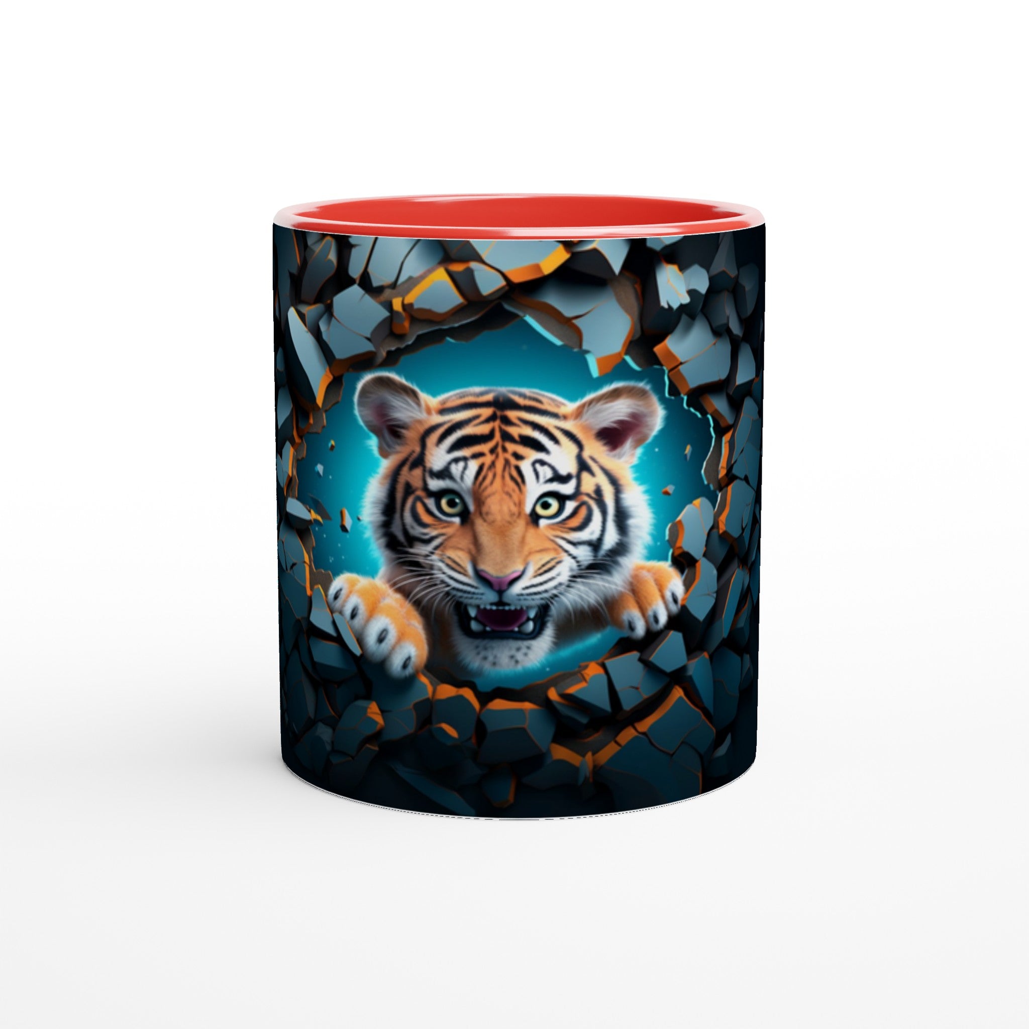 Taza 3D de Cerámica Diseño Tigre con Asa Anticalentamiento - Apta para Microondas y Lavavajillas - 11 oz
