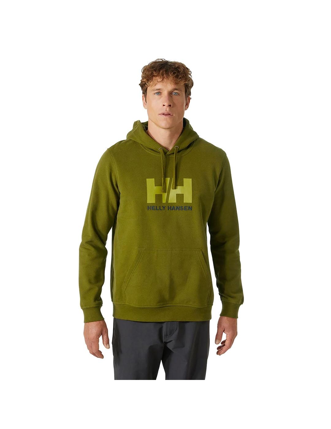 Helly Hansen Sudadera Hombre HH Logo Hoodie Verde Oliva - Corte Clásico - Algodón Orgánico