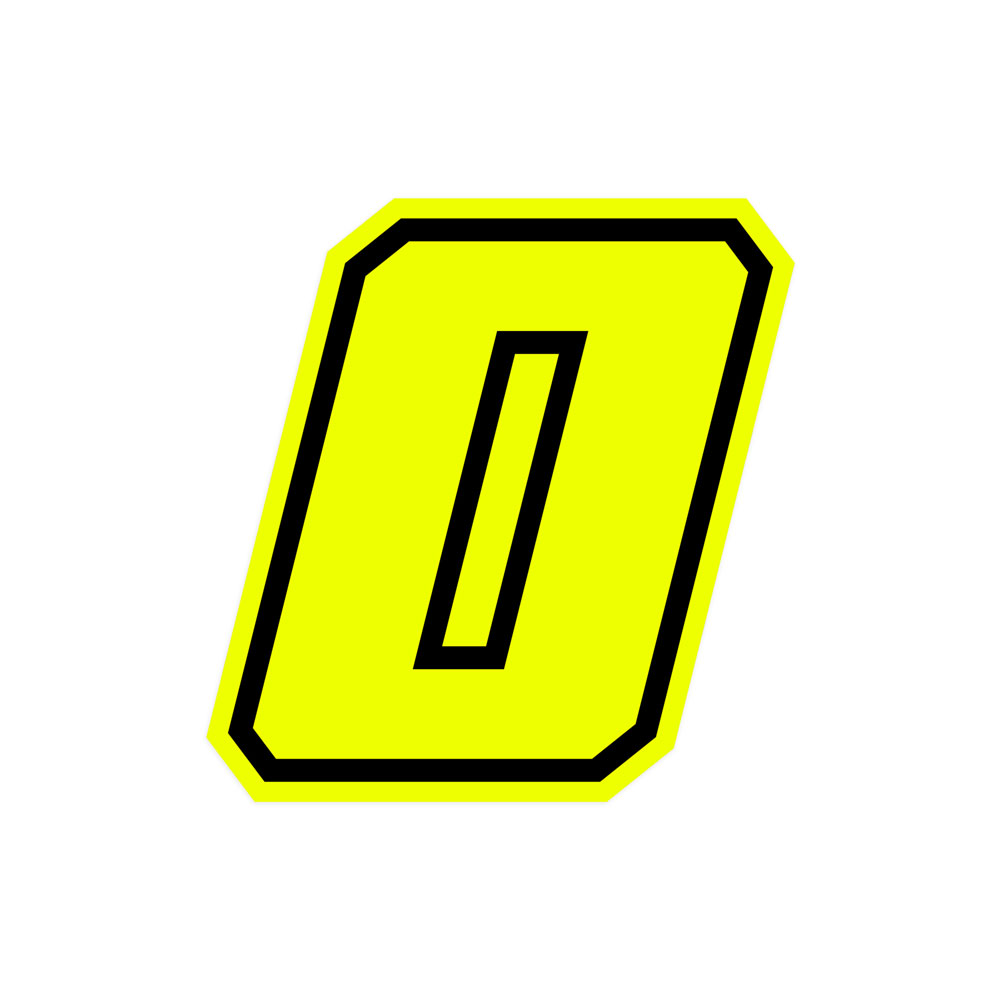 Pegatina Moto GP "0" Race Moto GP, Fluo Yellow, 10x10 cm