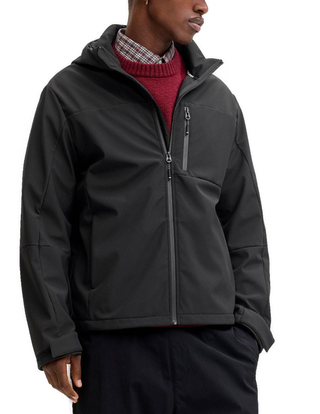 Chaqueta Jack&Jones North negra capucha para hombre