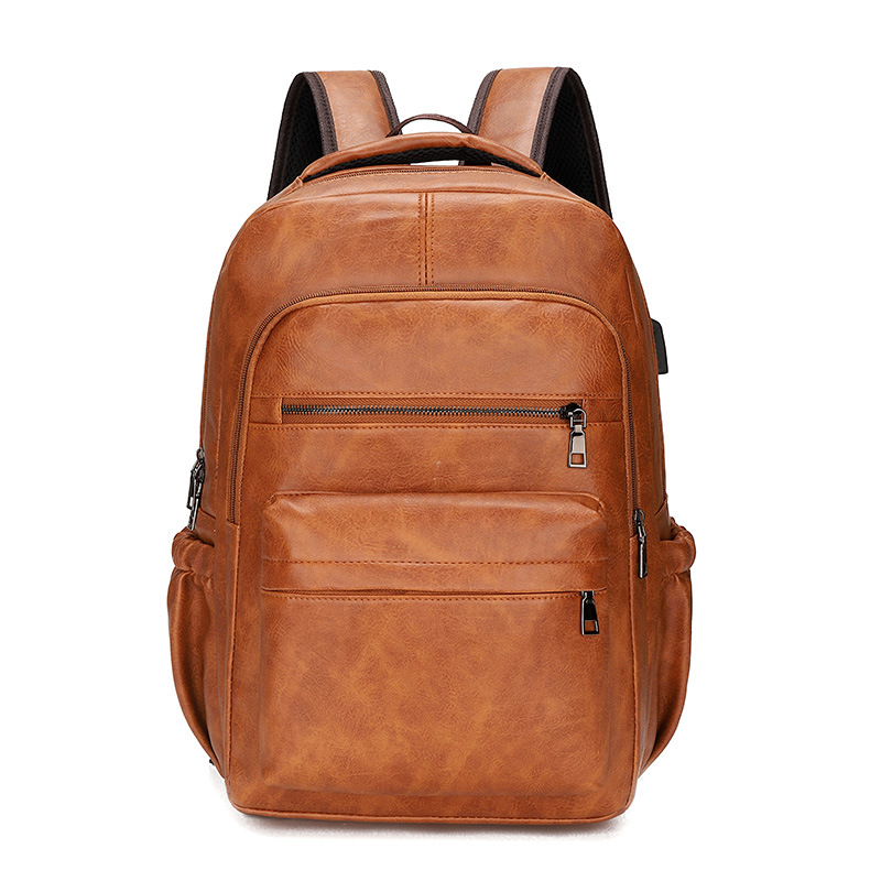 Mochila De Cuero PU with Carga USB para hombre, Morral grande para Orden portátil, mochila Escolar para adolescentes y niños, alta calidad