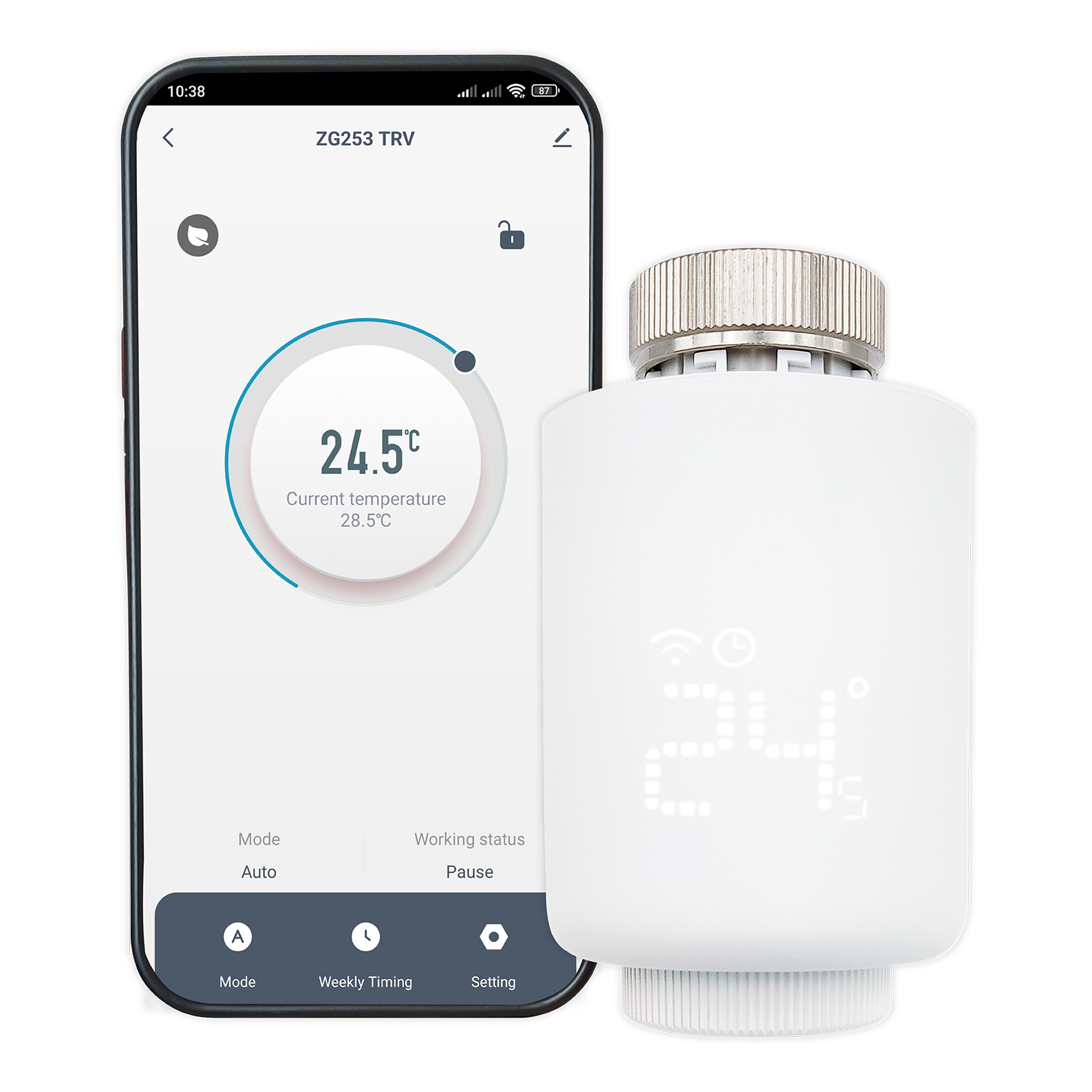 LED ATOMANT Válvula Termostática Inteligente Zigbee para Radiador, Control por Voz y APP Smart Life/Tuya, Compatible con Alexa y Google Home, Programable, Termostato WiFi, ideal para el ahorro de energía en hogares eficientes y conectados