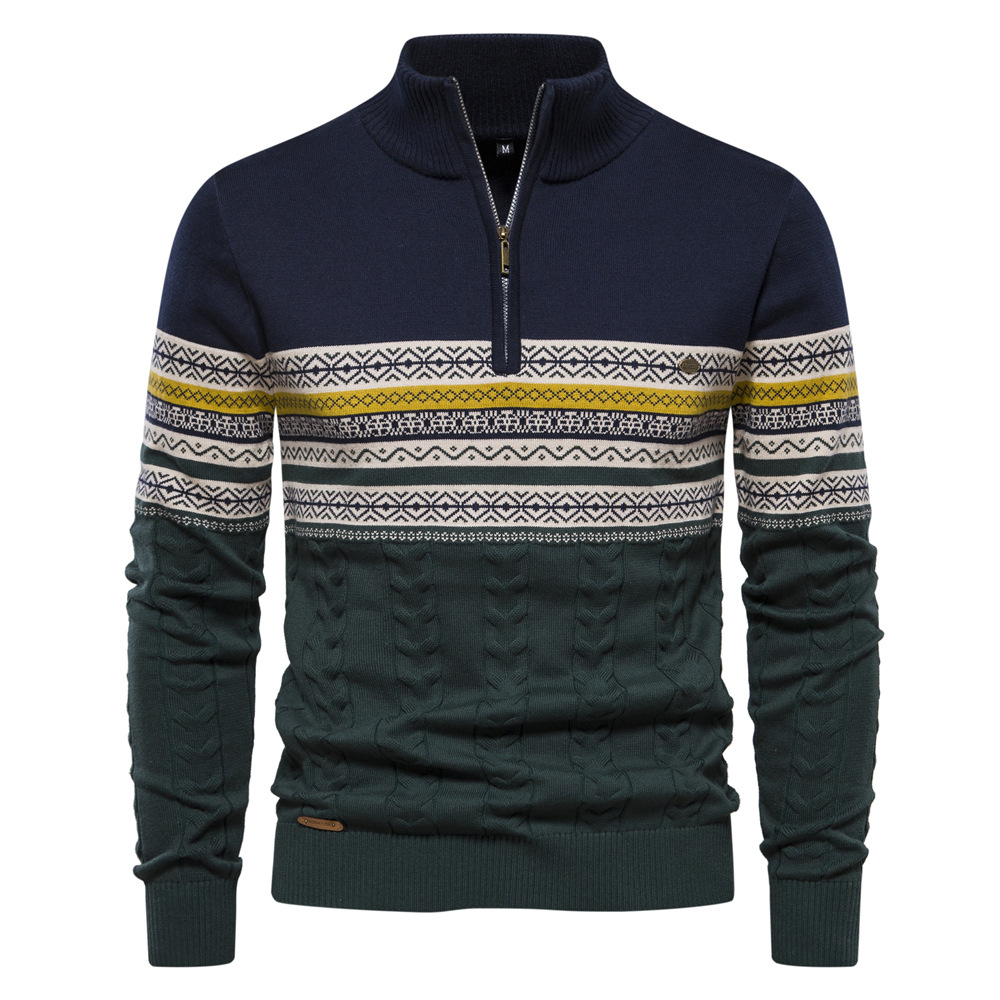TK Suéter de punto para hombre con cuello alto y media cremallera, ideal para otoño/invierno.