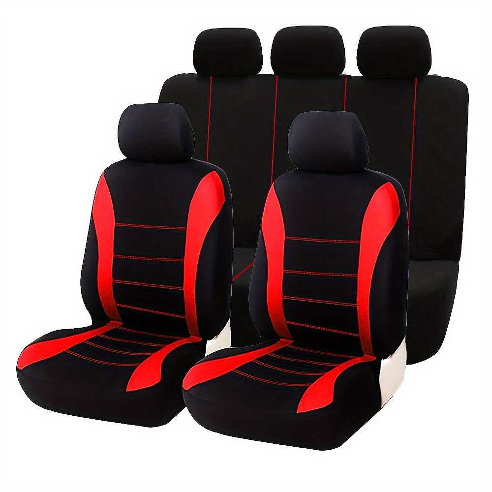 CA Fundas para asientos de coche - Juego de 9 piezas, color rojo, cintura alta