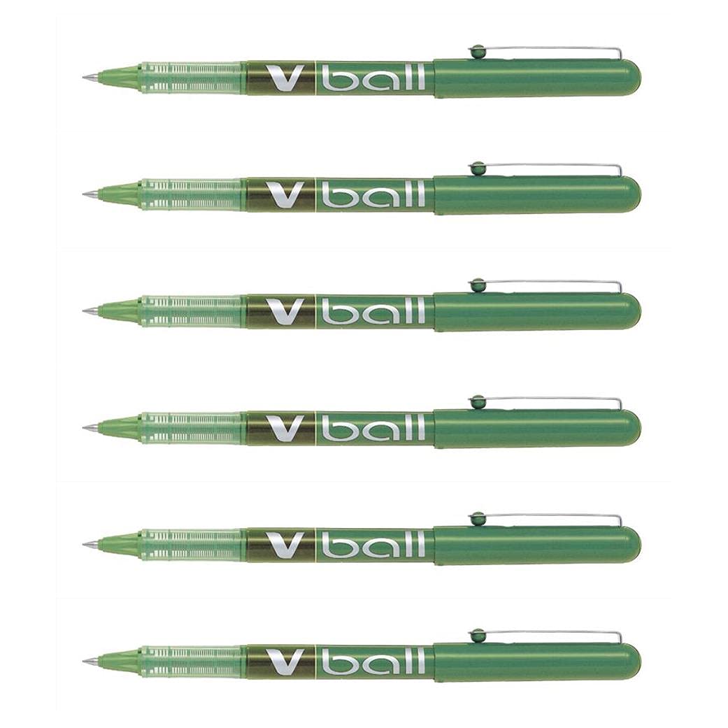 Pilot – Lote de 6 bolígrafos roller VBall VB 5 punta Metal 0,5 mm trazo 0,3 mm verde