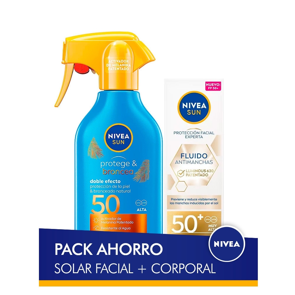 NIVEA SUN Pack ahorro protector solar - Contiene crema solar facial y crema solar corporal