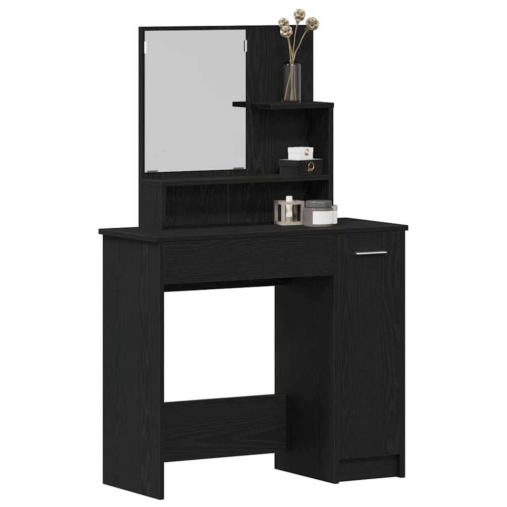 vidaXL Mesa de tocador con cajón Roble Negro 86,5 x 35 x 136 cm