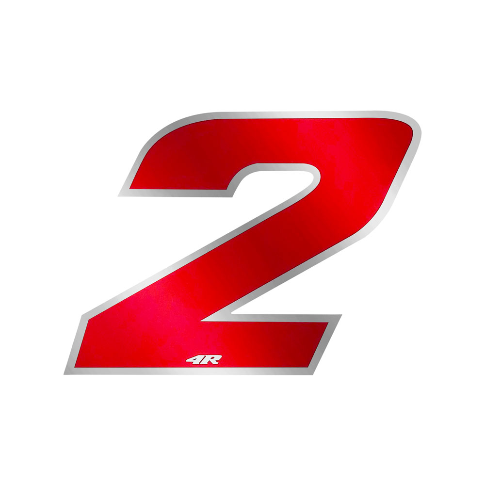 Pegatina Race Number para Motocicleta "2" Rojo 27x37mm