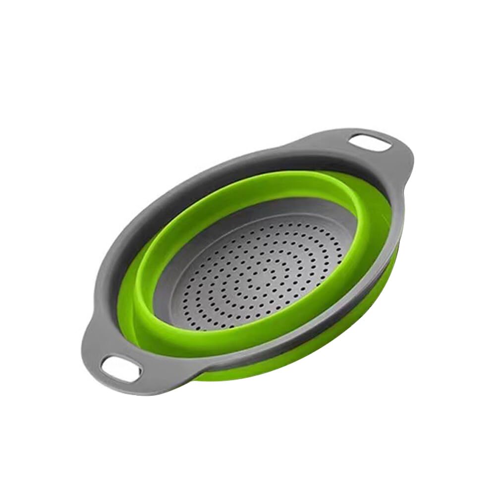 TK Colador Plegable de 2 Piezas - Colador de Alimentos - Cesta de Drenaje de Silicona - Cesta de Drenaje de Frutas y Verduras - Colador de Cocina Plegable para Escurrir Pasta - Frutas - Verduras