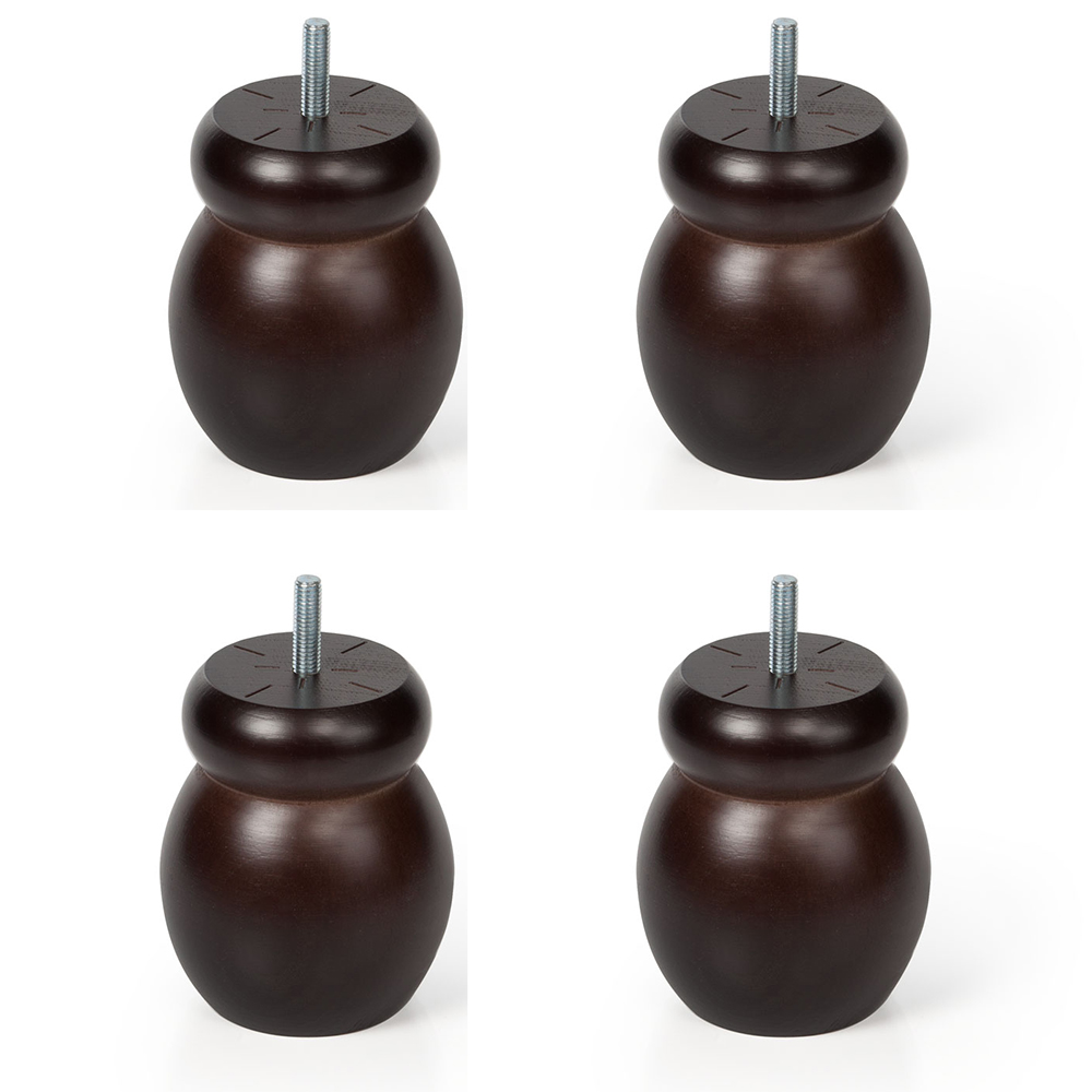 4un. Pata sofá pie mueble en madera de haya natural lacada con barniz wengué mate. Altura 100mm