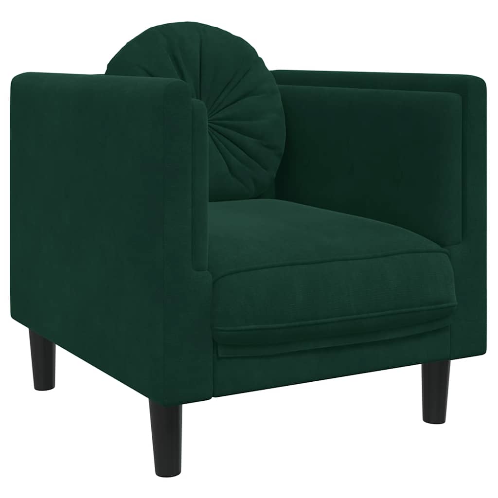 vidaXL Sillón con cojín terciopelo verde oscuro