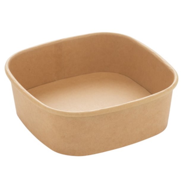 MONOUSO | Tarrina Cuadrada de Cartón Kraft 350ml 13x13x4,3cm (50 Uds)