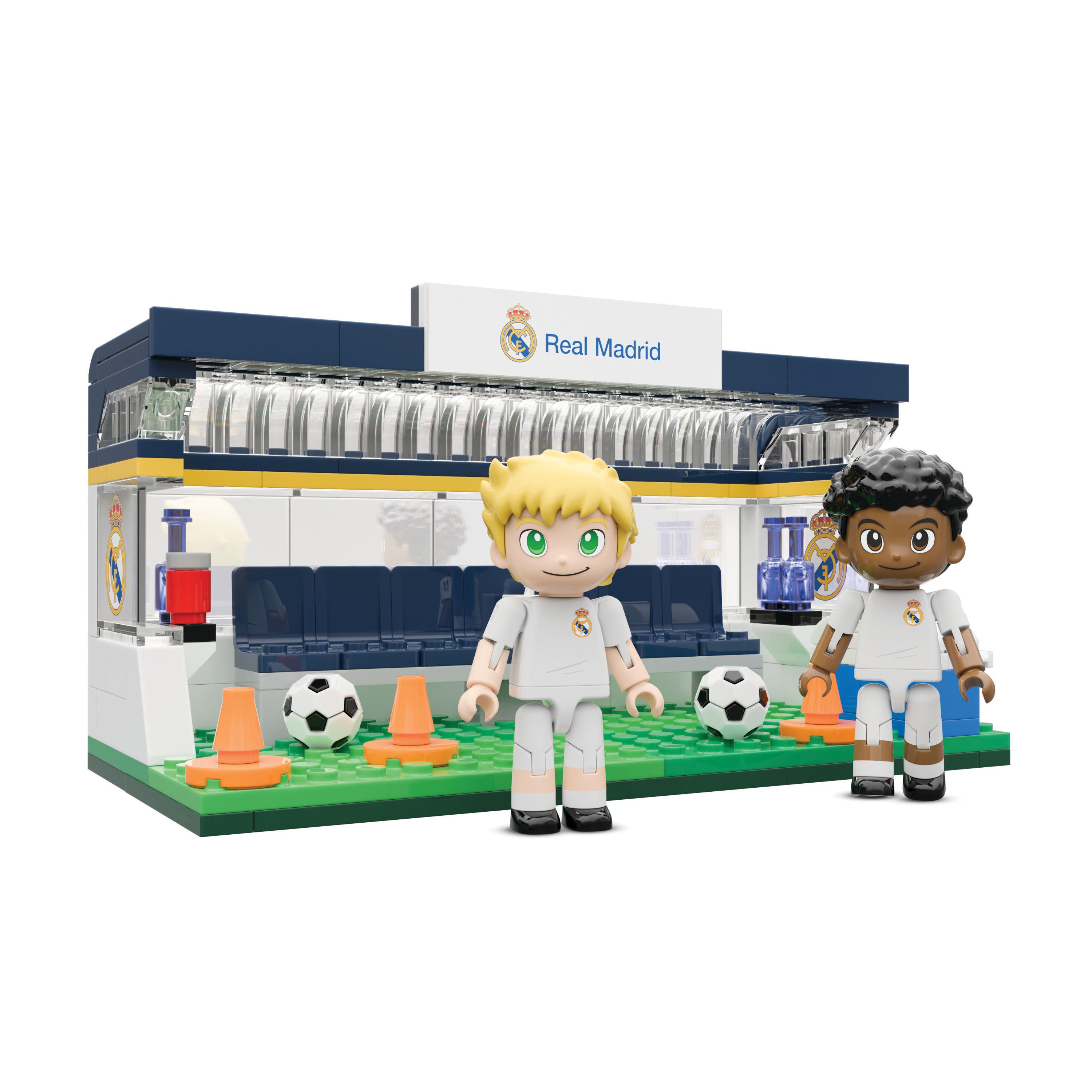 REAL MADRID Banquillo de los jugadores 16 cm. Set de Construcción con 184 piezas. Regalo para Niños y Niñas de 7 Años o Más. NEKO BRANDS LICENCIA OFICIAL