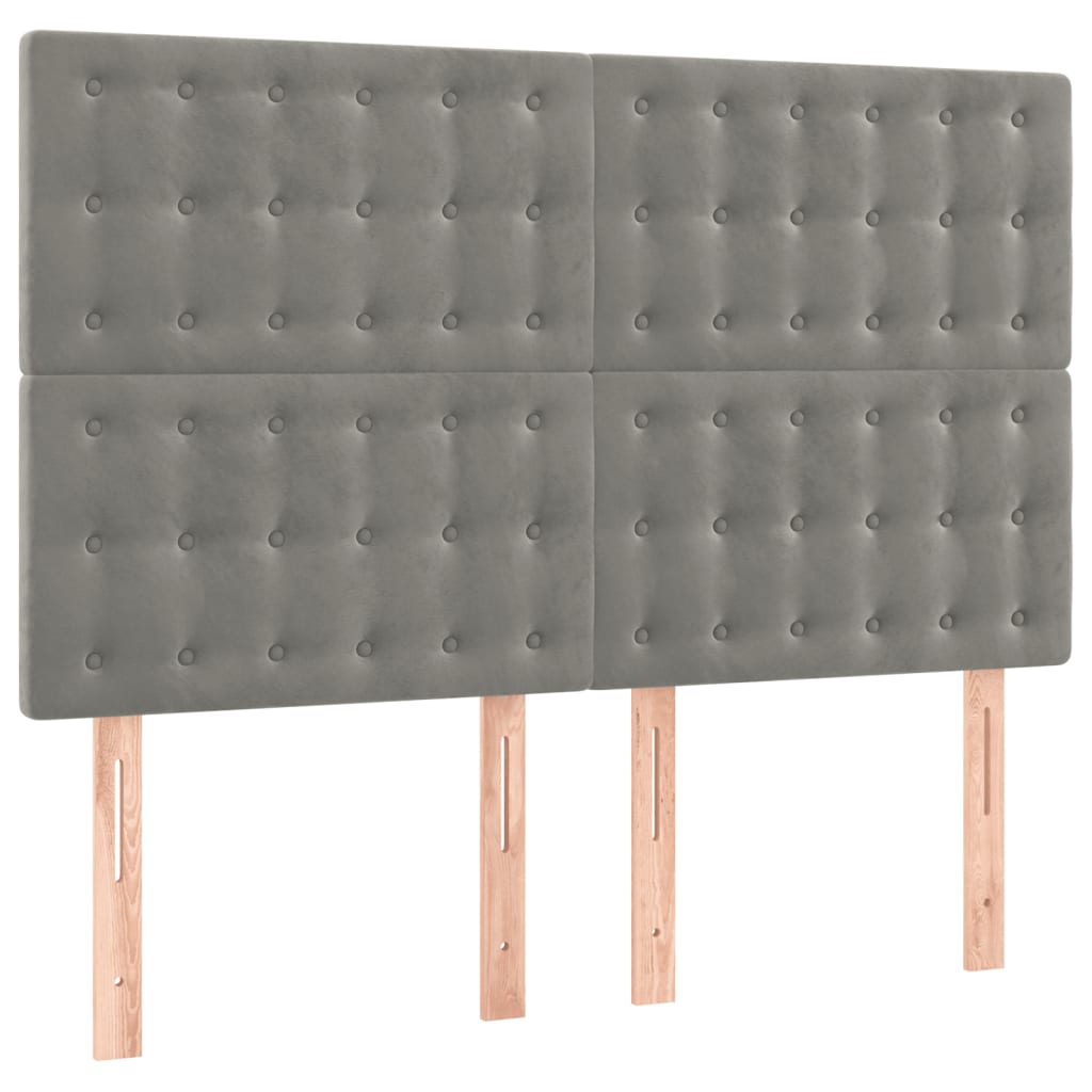 vidaXL Cabecero con luces LED terciopelo gris claro 144x5x118/128 cm