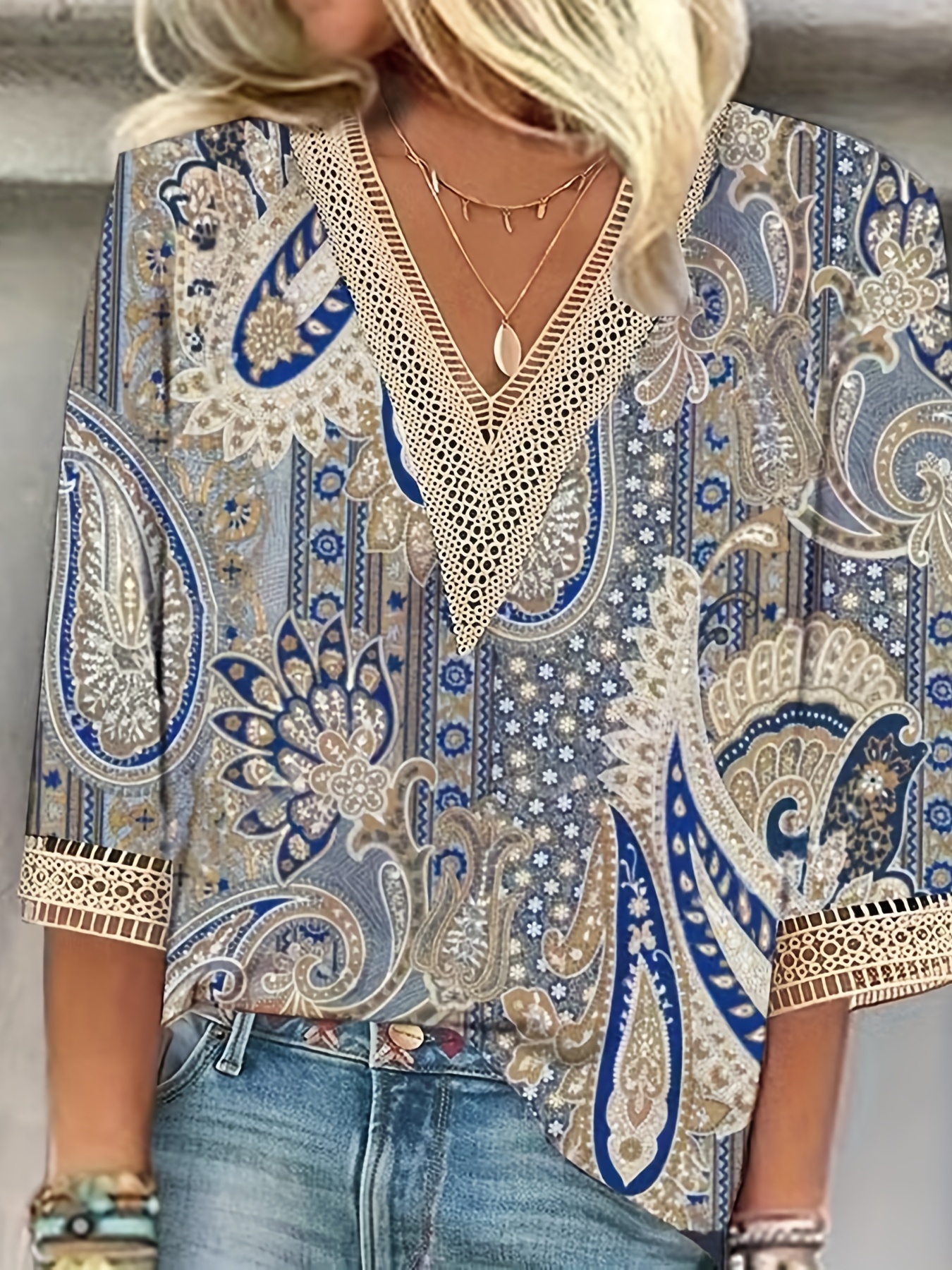 TK Blusa Elegante De Manga Larga Para Mujer Talla Grande Moda Casual Vacaciones Fin De Semana Top Abierta No Elástica Polyester