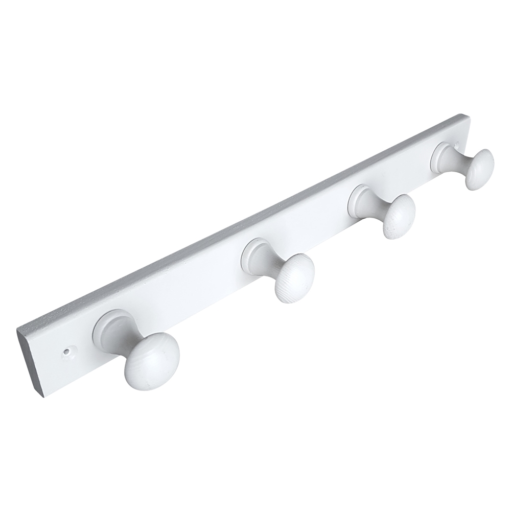 PERCHA Pared 4 Pomos madera pino lacado blanca 485 X 50 X 72 MM