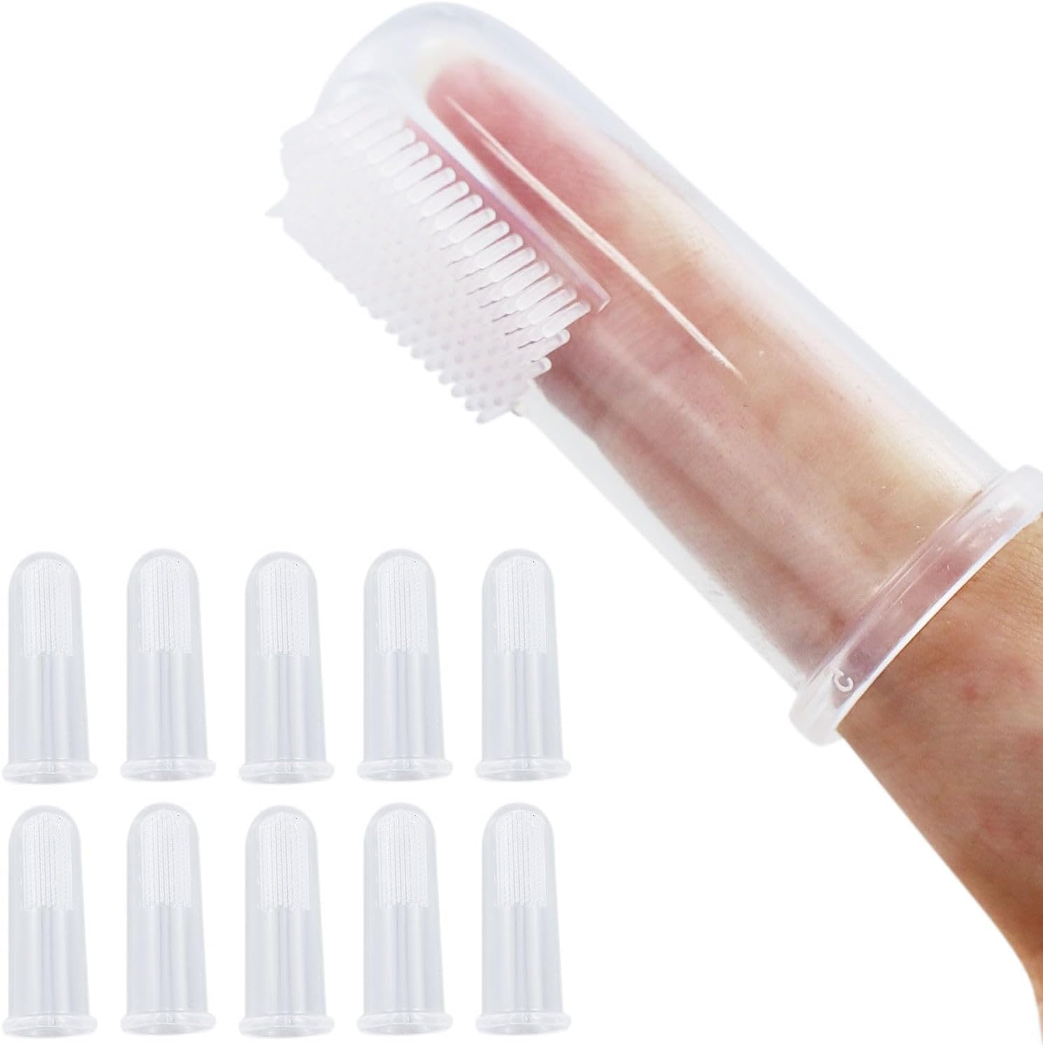 12 Piezas cepillo de dientes suave del animal doméstico del silicón, cepillo del cepillo del diente del perro dientes del gato del perro que limpian cuidado dental
