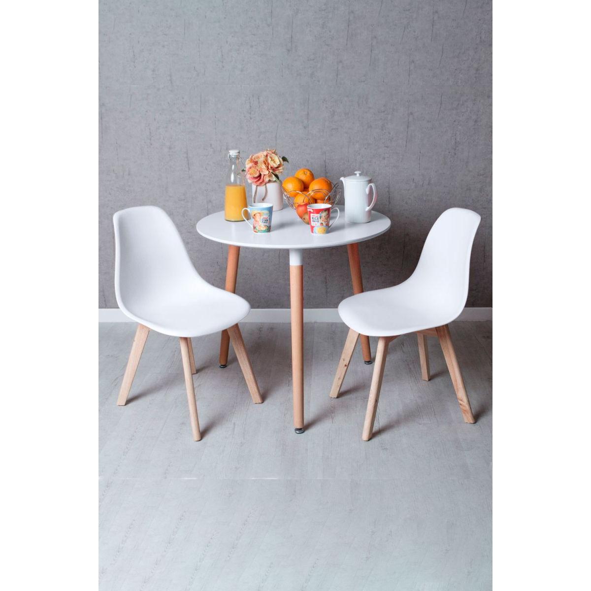 Regalos Miguel - Conjuntos de mesa y sillas - Conjunto Mesa Tower Redonda 80 cm Blanca y Pack 2 Sillas Kelen - Amarillo