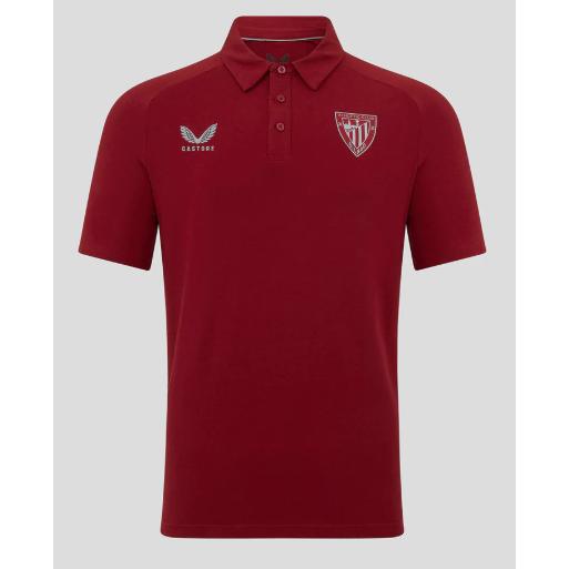 Polo oficial fútbol Athletic Club de Bilbao temporada 25 26 hombre Castore manga corta cuello botones.