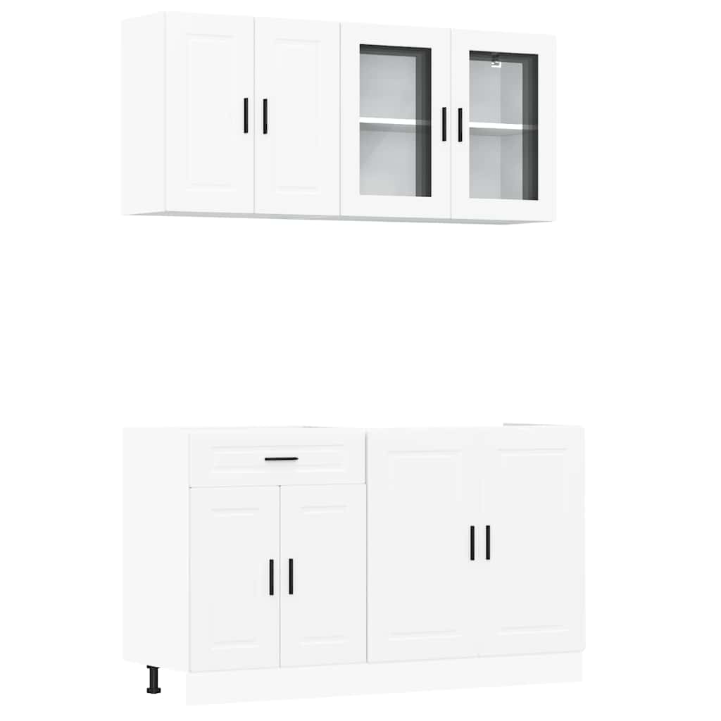 vidaXL Conjunto de armarios de cocina "Porto" de 4 piezas en madera de ingeniería blanca