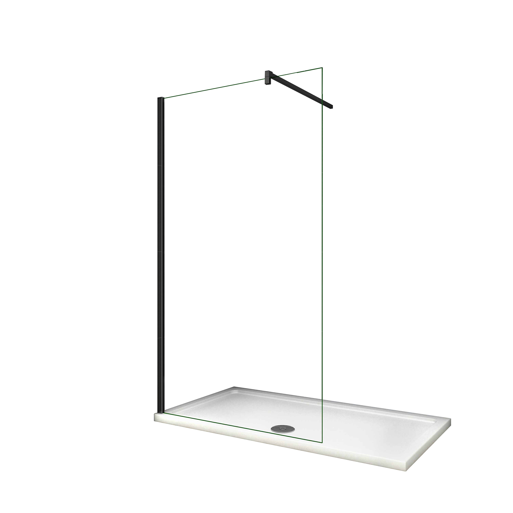 AICA SANITARIOS - Mampara de ducha fija - Vidrio Antical de 10mm - Barra 90cm - Perfil Negro Mate - Alto 200cm