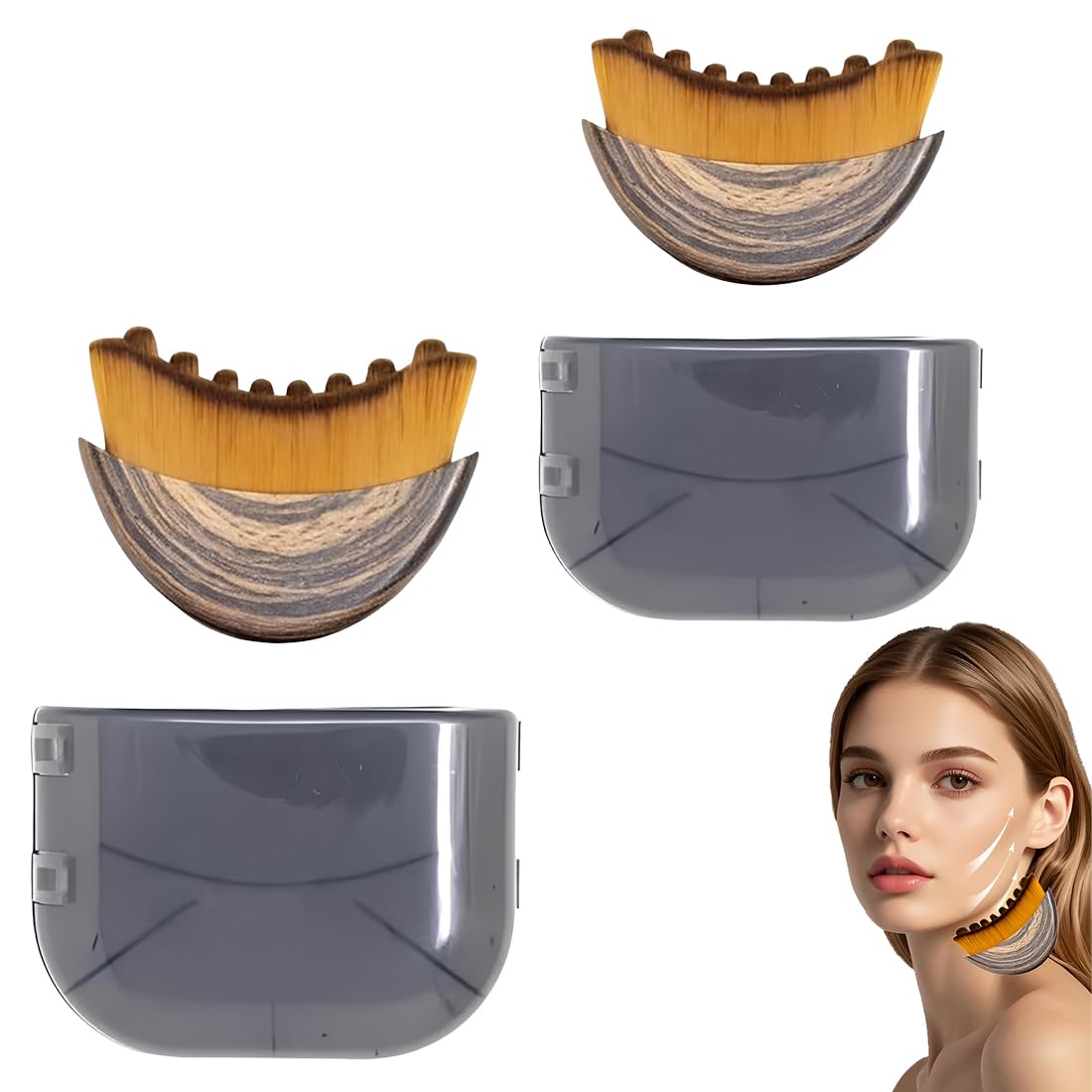 Juego de 2 cepillos faciales para drenaje linfático, cepillo facial para drenaje linfático, para mentón y mandíbula.
