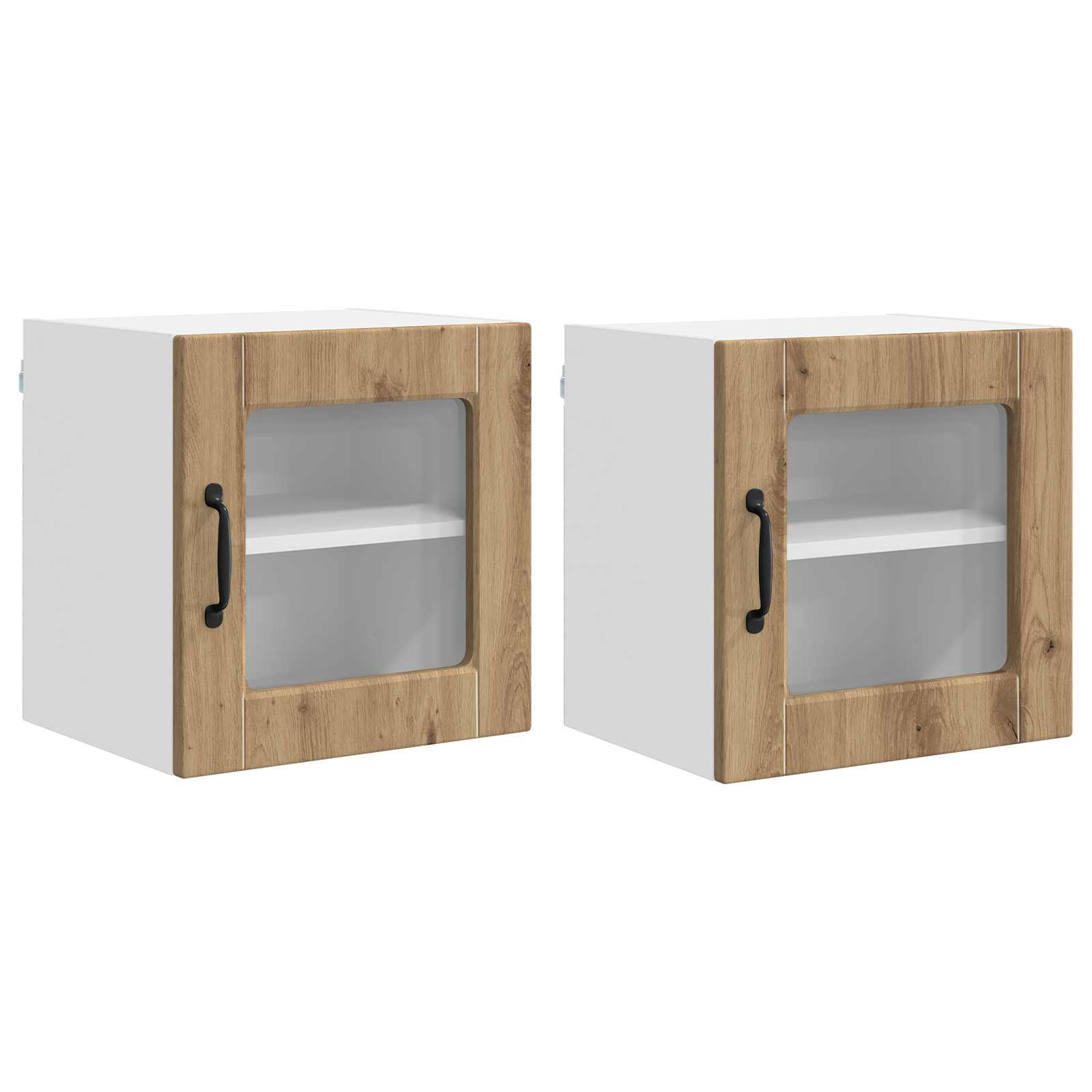 vidaXL Armario de vidrio para pared PORTO 2 uds. Madera de ingeniería 40 x 31 x 40 cm Multicolor