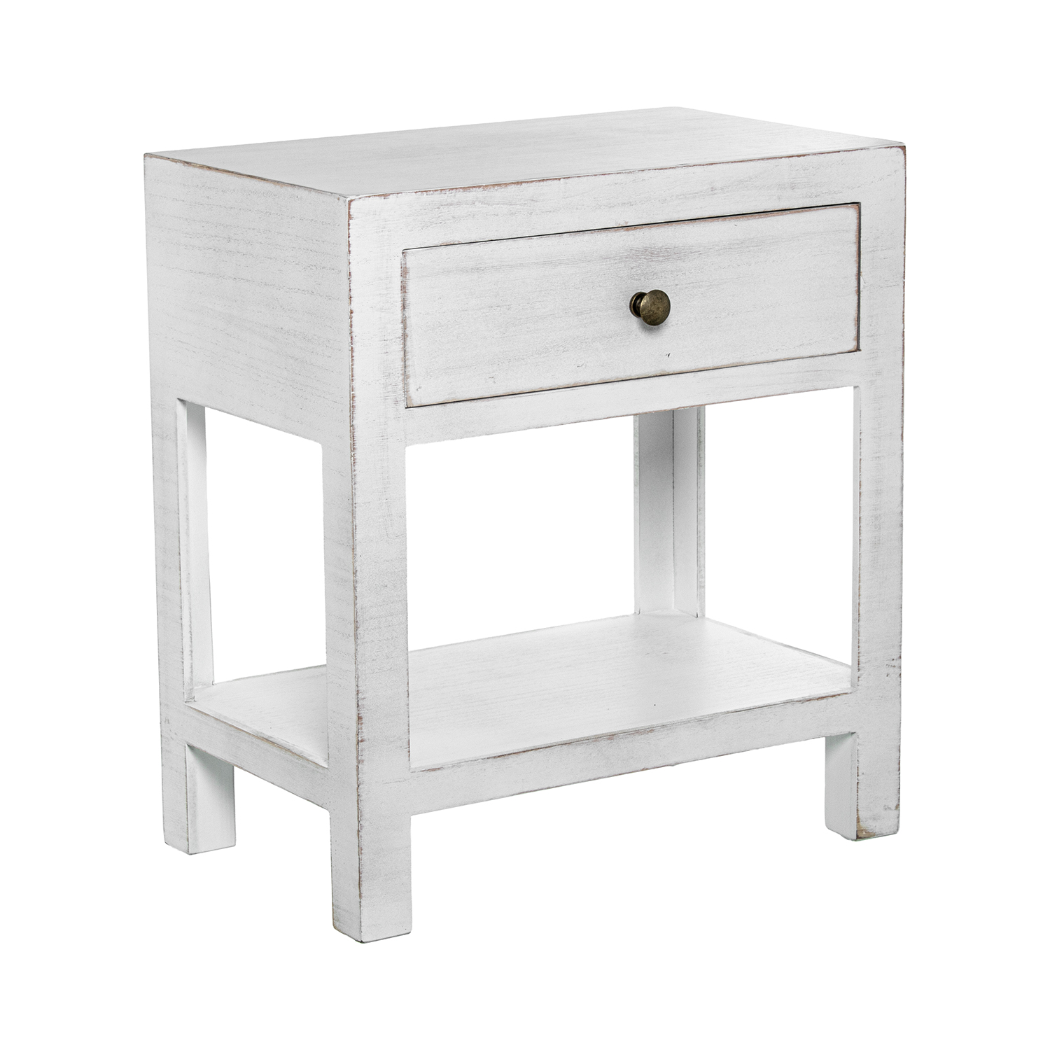 Mesa de noche madera blanco dm y paulownia, medidas 45x28, 5x50, 5 cm Fijalo