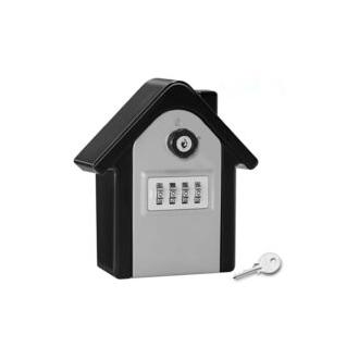 CA Caja de seguridad para llaves con forma de casa, código de emergencia, caja fuerte para llaves de garaje, 15 x 13,5 x 5,5 cm, negro/gris