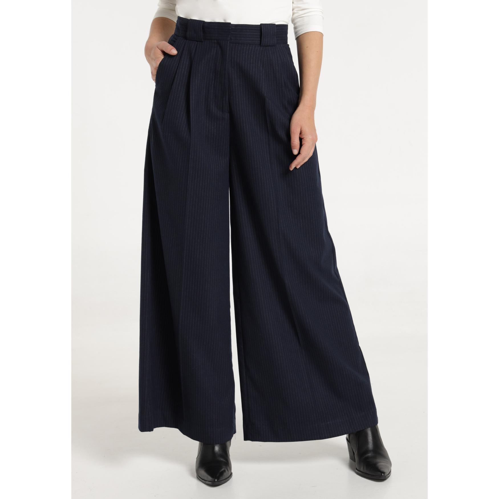 Victorio & Lucchino - Pantalon estampado raya diplomatica - Wide leg fit  - Tiro alto - Tallaje en Pulgadas- Tallaje en Pulgadas