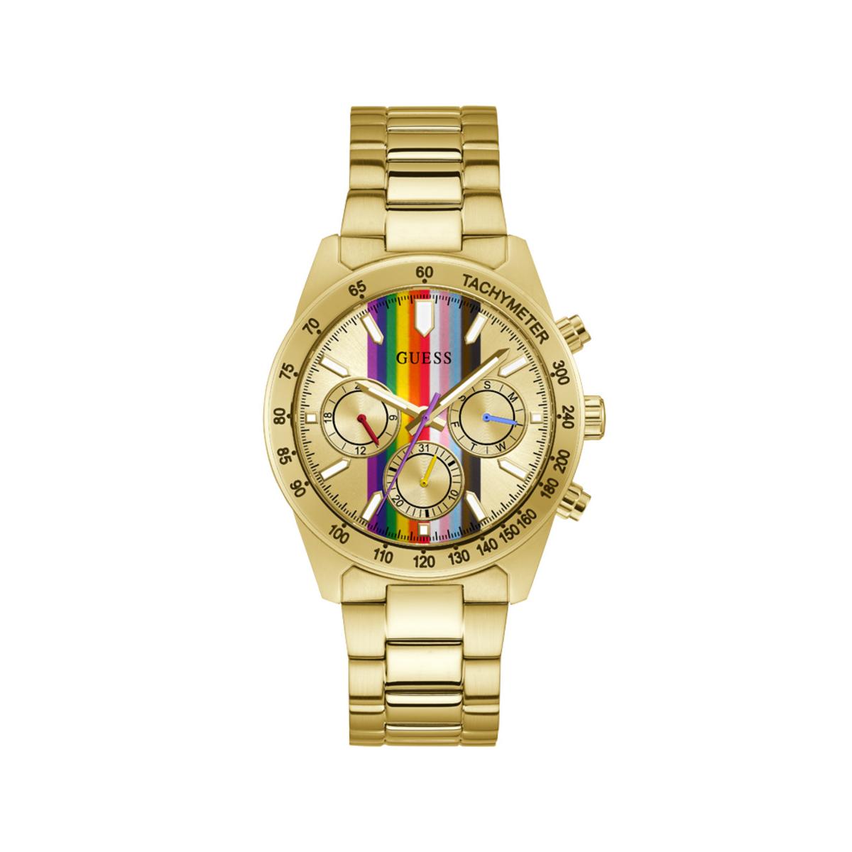 Guess Reloj Hombre Caja De Acero Pulsera Acero De Color Oro Resistente Al Agua 5 Atm Gw0434g1