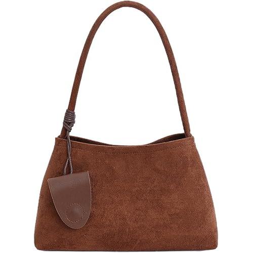 Bolso de hombro estilo hobo de gran capacidad de gamuza sintética de moda para mujer, bolso de hombro minimalista para oficina